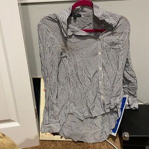 Navy Stripe Button-Up Shirt